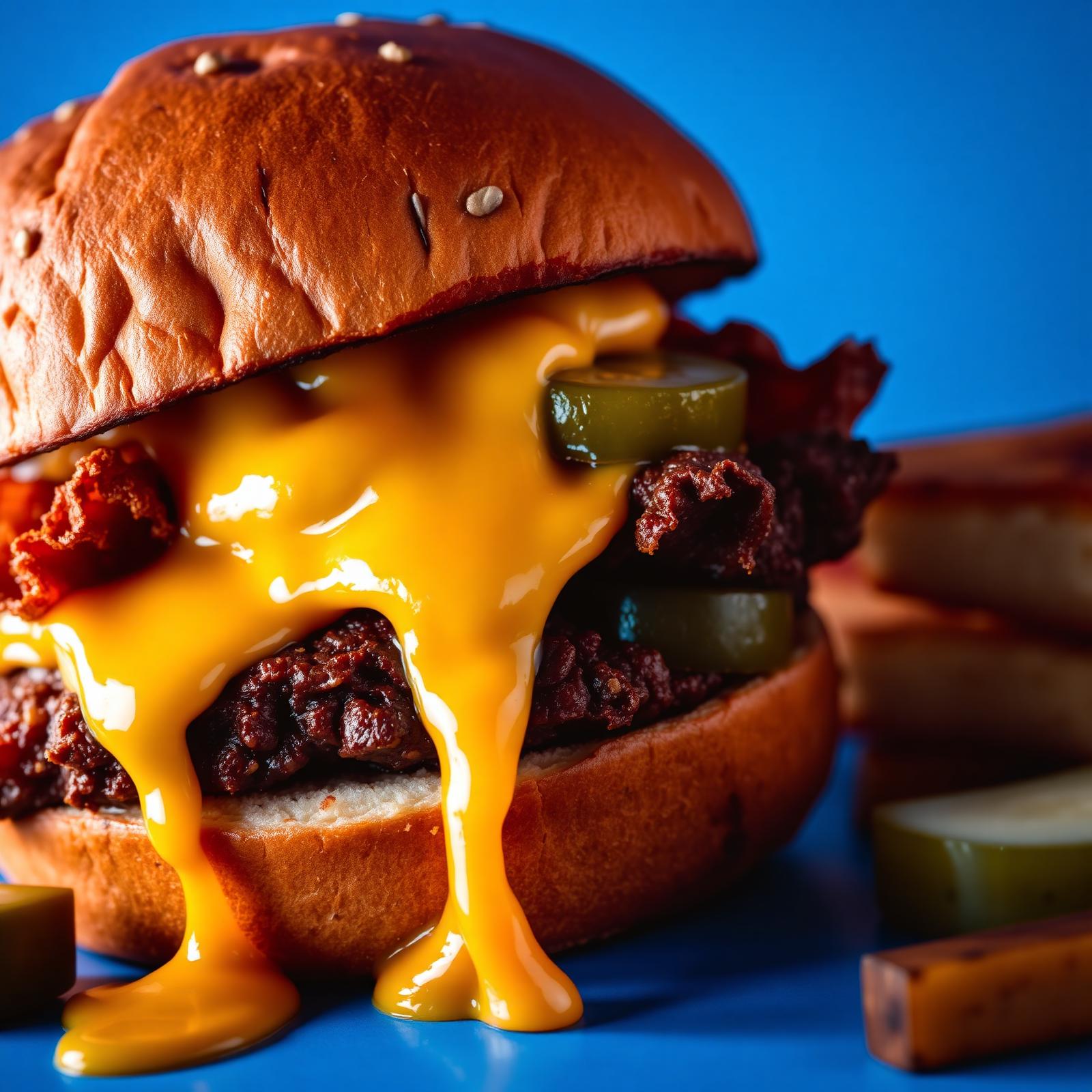 Smashed cheeseburger with dripping American cheese